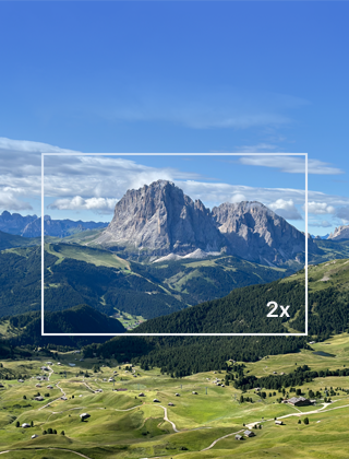 48 megapiksel ana kameranın 2 kat zoom özelliğini gösteren iPhone 15 görseli